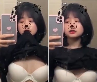 Bitch flaunting her petite tits